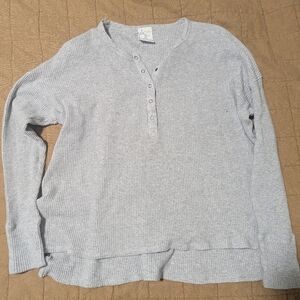 Aerie, Gray Waffle Knit Henley Shirt